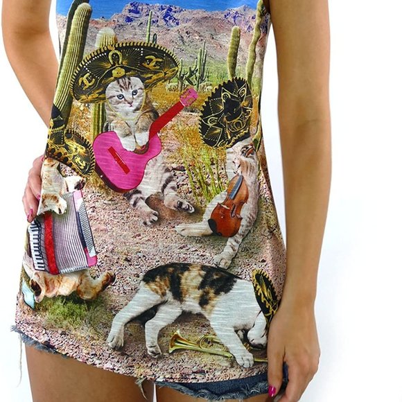Cabo Cats Mexico Theme Funny Tank Top BRAND NEW - Size SMALL - Picture 3 of 4